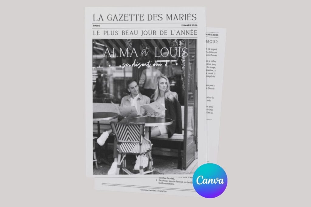 Journal mariage personnalisé intérieur avec anecdotes et timeline du couple